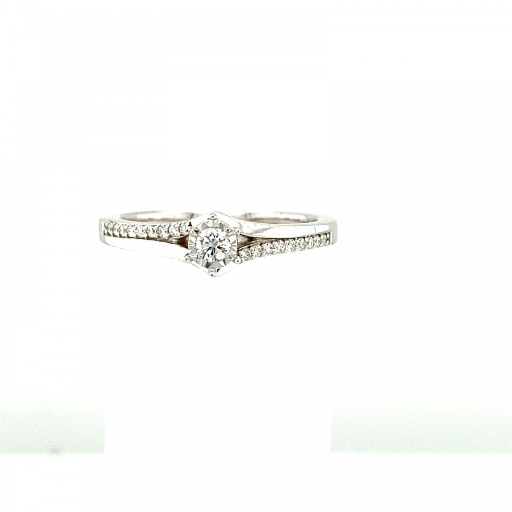 9ct White Gold Diamond 0.17ct Ring