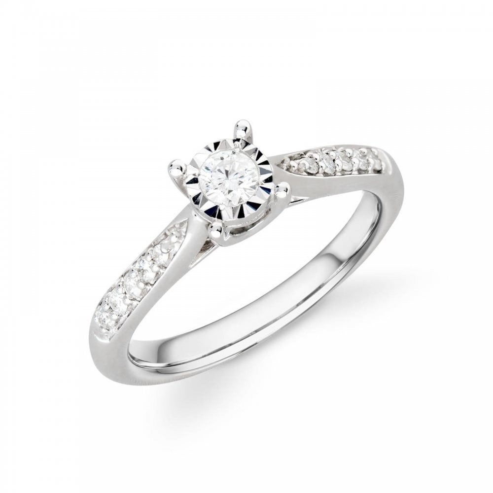 9ct White Gold Diamond 0.19ct Ring