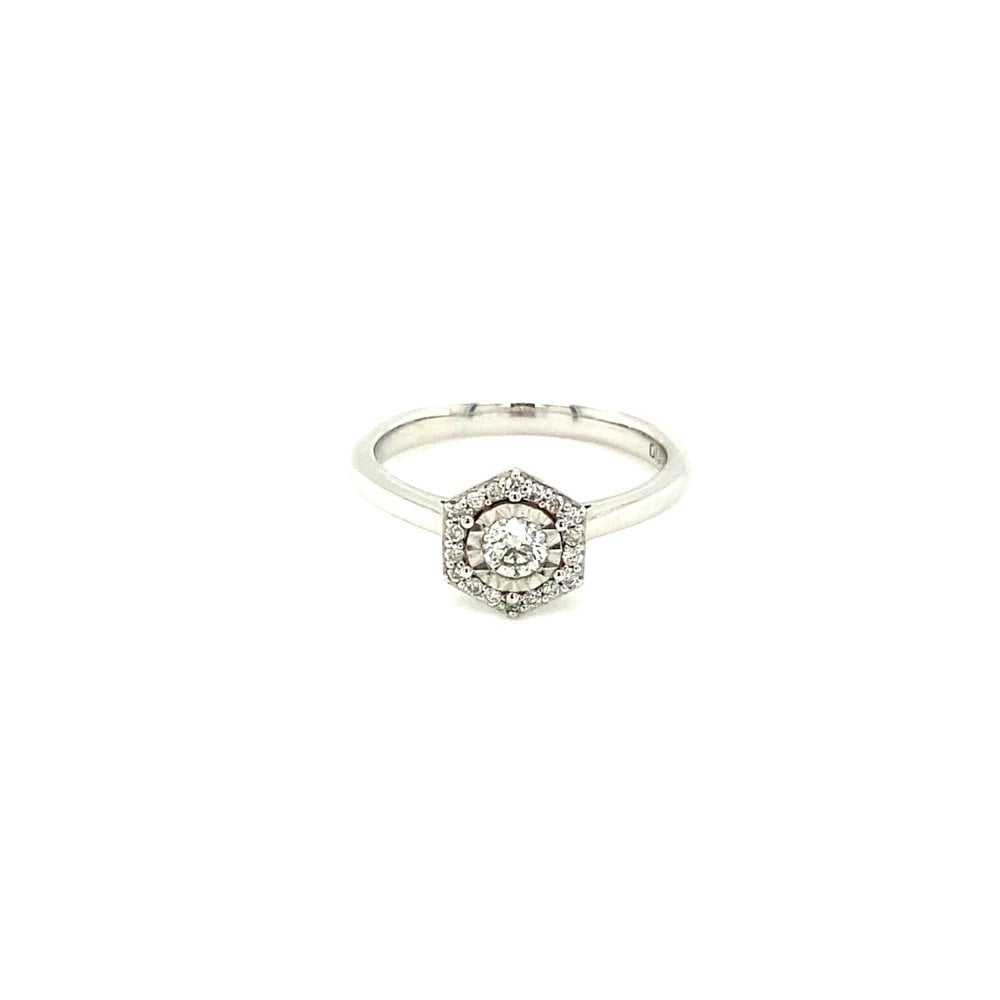 9ct White Gold Diamond 0.26ct Cluster Ring