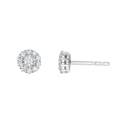 9ct White Gold Diamond 0.30ct Cluster Earrings