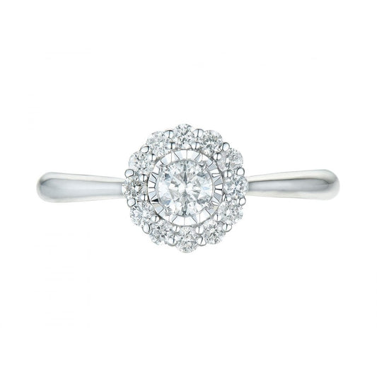 9ct White Gold Diamond 0.32ct Daisy Cluster Ring M