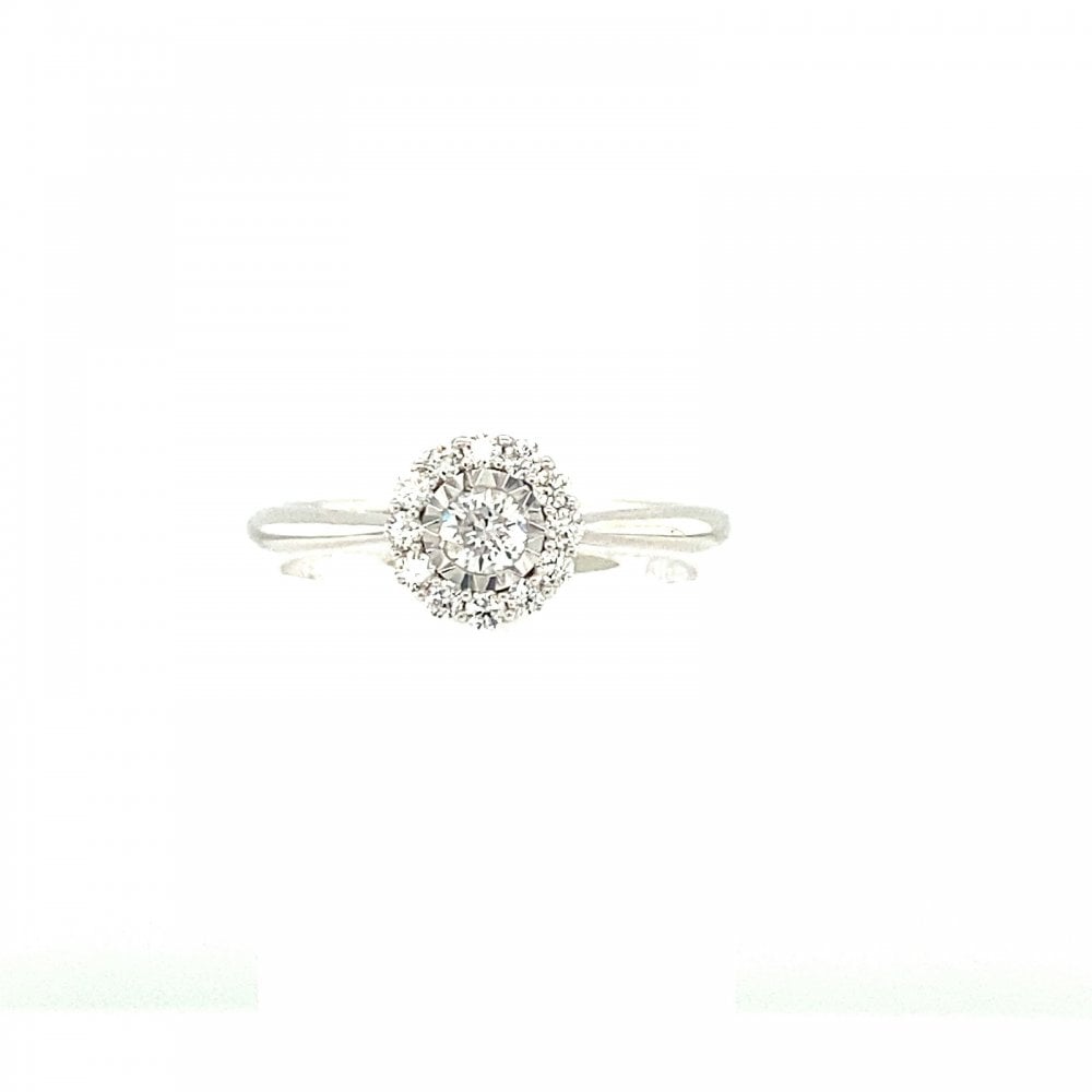 9ct White Gold Diamond 0.32ct Daisy Cluster Ring