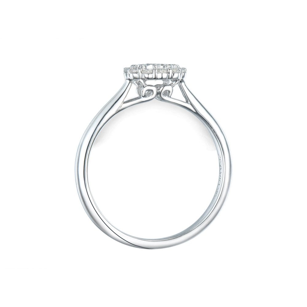 9ct White Gold Diamond 0.32ct Daisy Cluster Ring