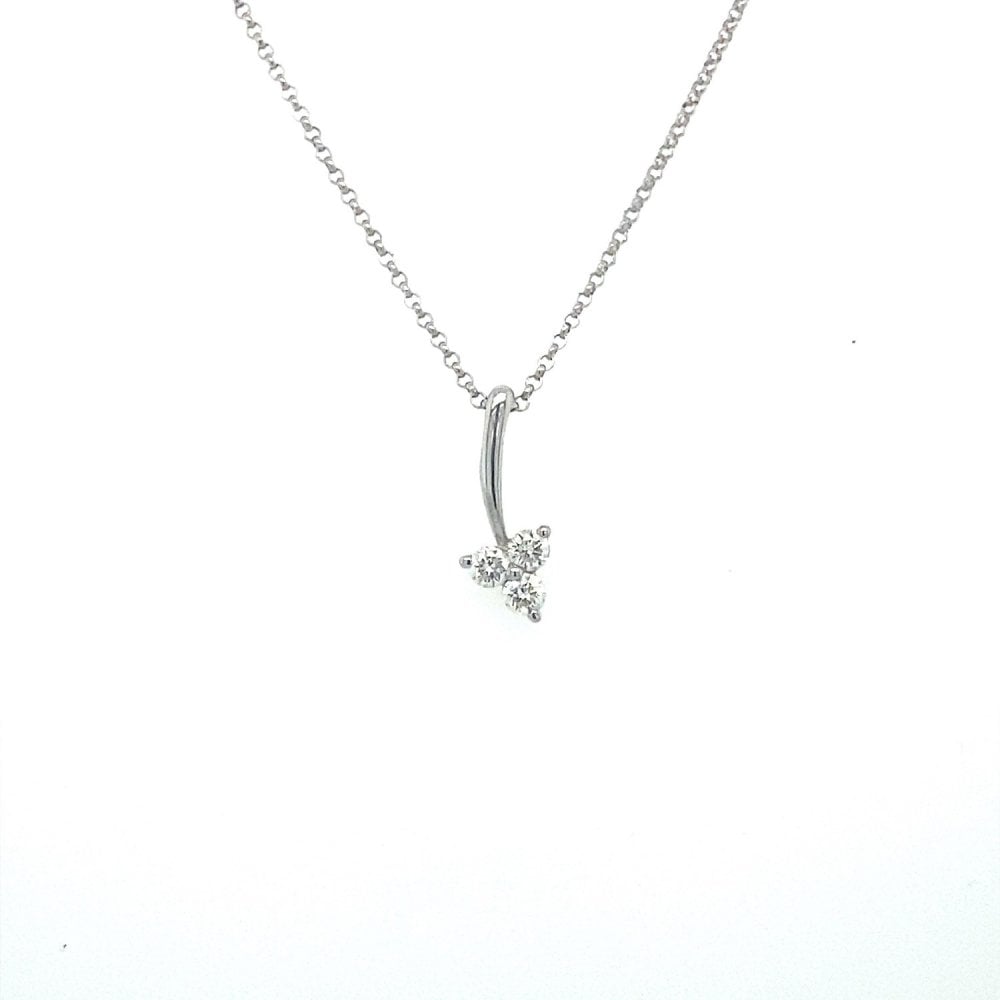 9ct White Gold Diamond Floral Necklace