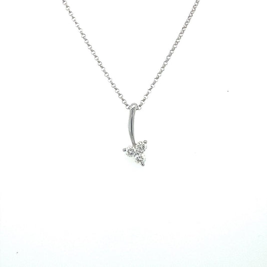 9ct White Gold Diamond Floral Necklace