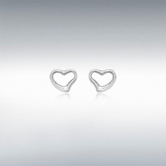9ct White Gold Open Heart Stud Earrings