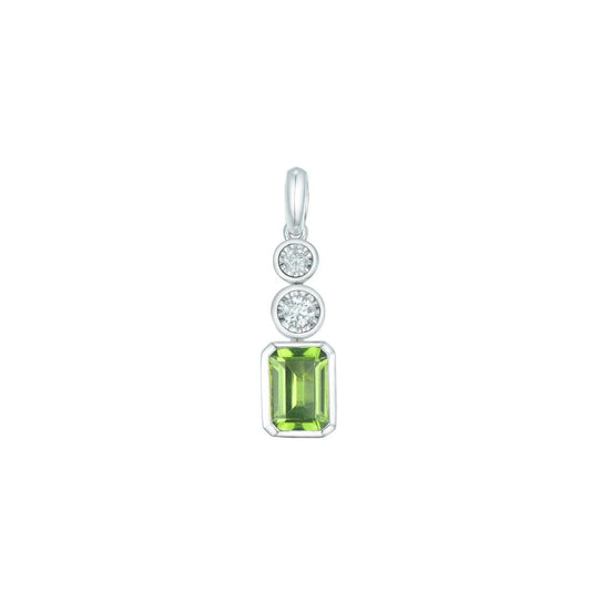 9ct White Gold Peridot & Diamond Pendant