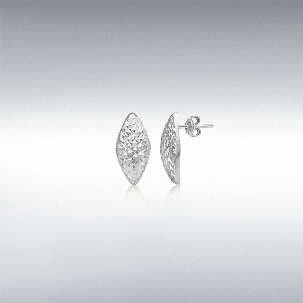 9ct White Gold Pine Rhombus Earrings