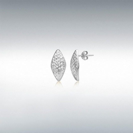 9ct White Gold Pine Rhombus Earrings