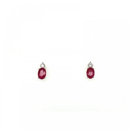 9ct White Gold Ruby and Diamond Stud Earrings