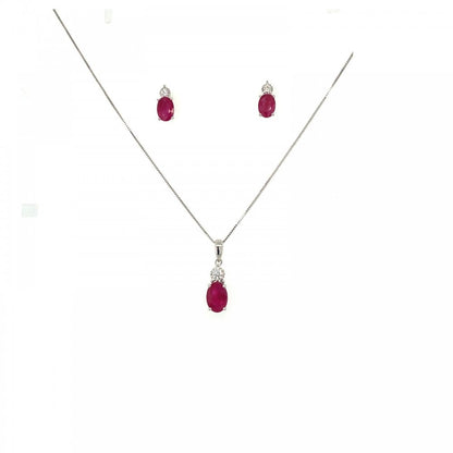 9ct White Gold Ruby and Diamond Stud Earrings