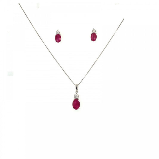 9ct White Gold Ruby and Diamond Stud Earrings