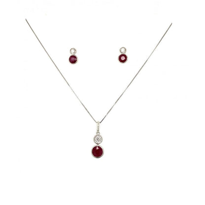 9ct White Gold Ruby and Diamond Stud Earrings