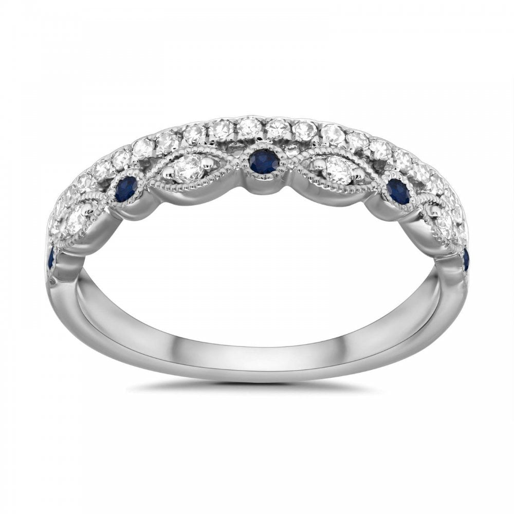 9ct White Gold Sapphire & Diamond Ring