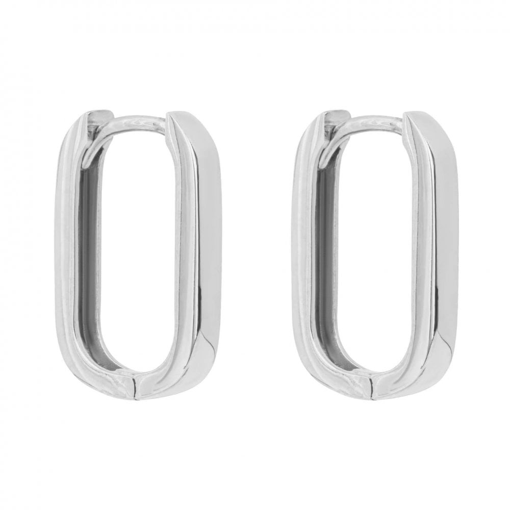 9ct White Gold U Hoop Earrings