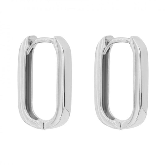 9ct White Gold U Hoop Earrings