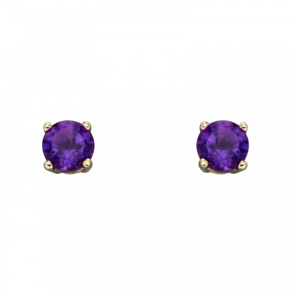 9ct Y Gold Amethyst Stud Earrings