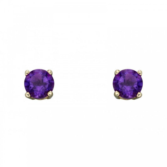 9ct Y Gold Amethyst Stud Earrings