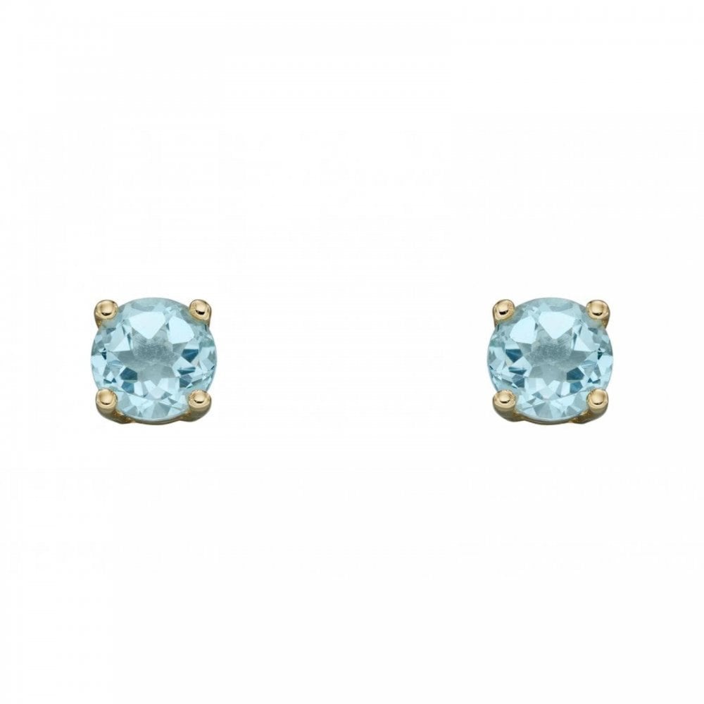 9ct Y Gold Aquamarine Stud Earrings