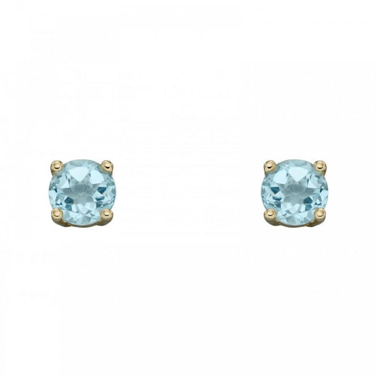 9ct Y Gold Aquamarine Stud Earrings