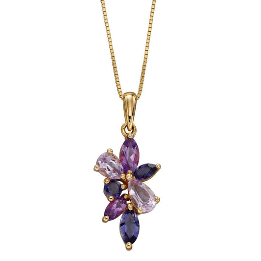 9ct Y Gold Multi Amethyst Pendant