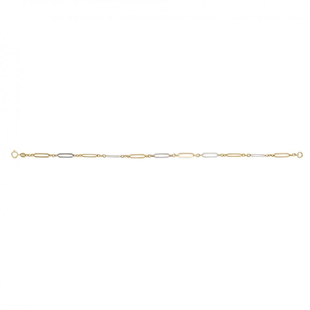 9ct Yellow And White Gold Elongated Link Bracelet