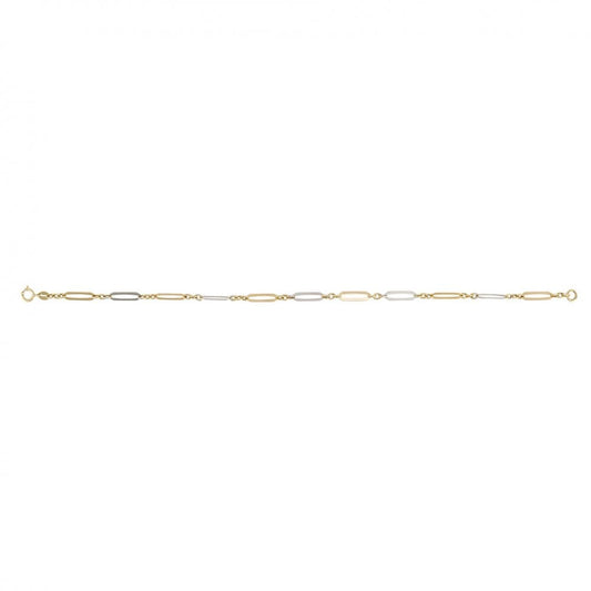 9ct Yellow And White Gold Elongated Link Bracelet