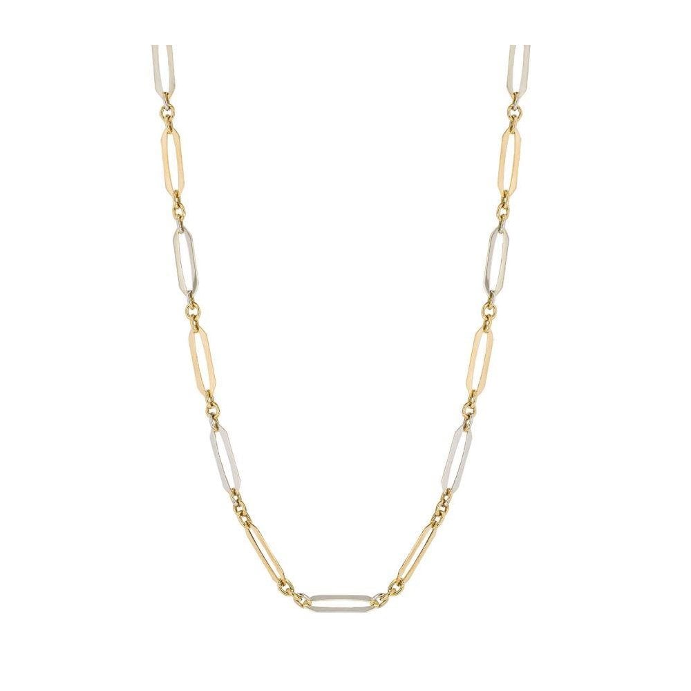 9ct Yellow And White Gold Elongated Link Chain 45cm