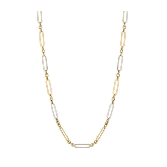 9ct Yellow And White Gold Elongated Link Chain 45cm