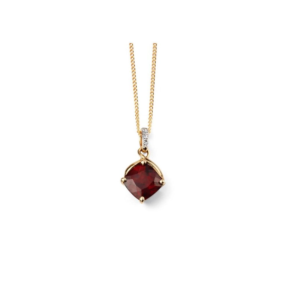 9ct Yellow Diamond Garnet Drop Pendant