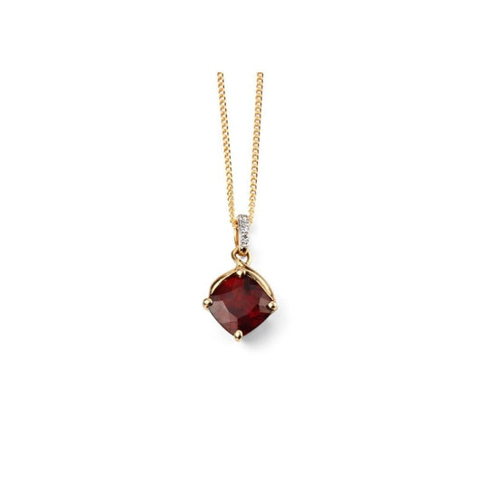 9ct Yellow Diamond Garnet Drop Pendant
