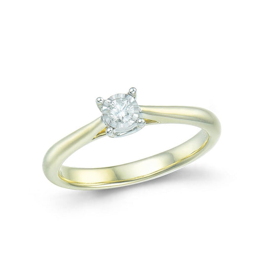 9ct Yellow Gold 0.10ct Diamond RIng Size N