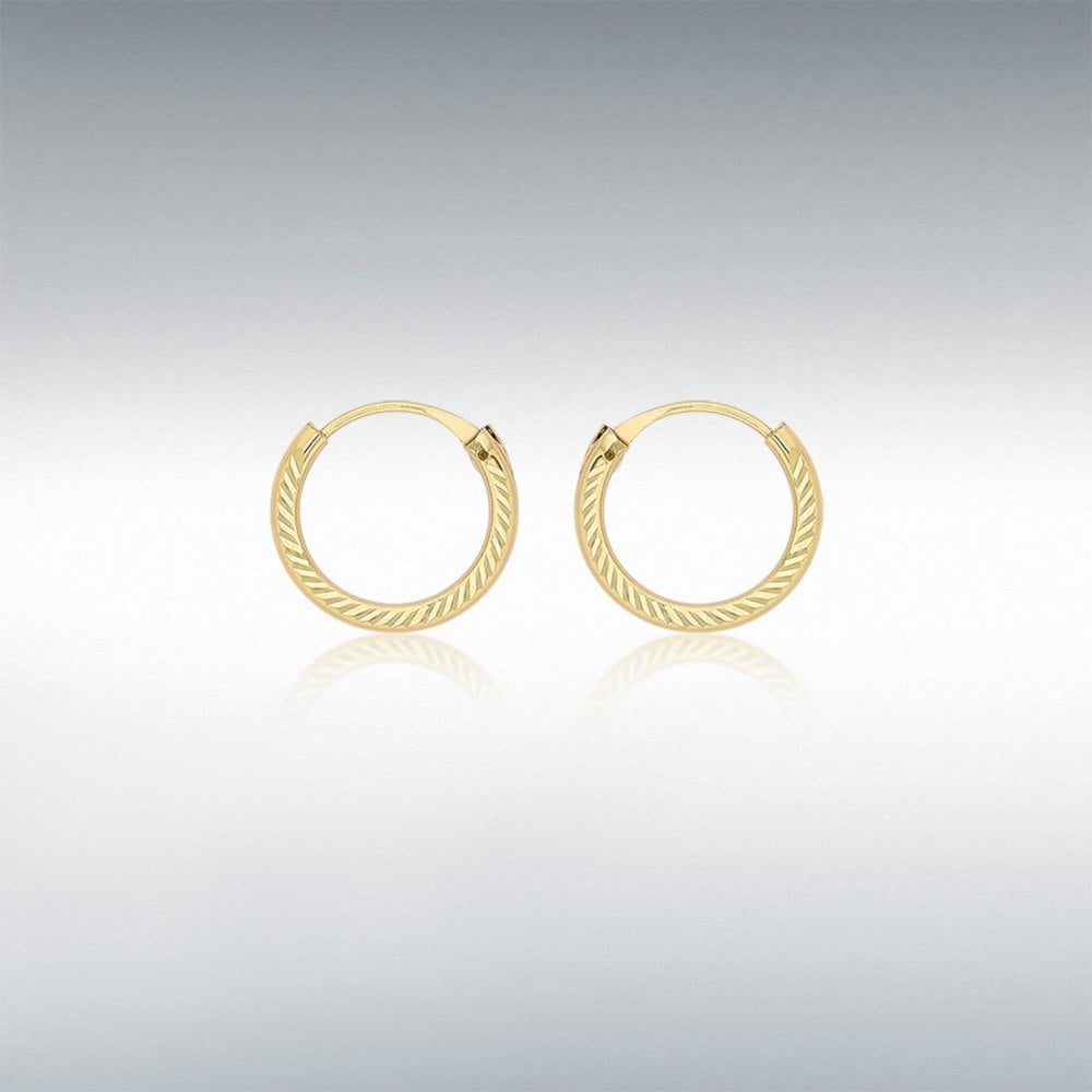 9ct Yellow Gold 11mm Sleeper Hoop Earrings