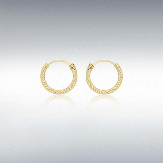 9ct Yellow Gold 11mm Sleeper Hoop Earrings