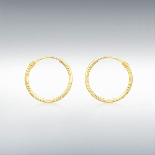 9ct Yellow Gold 13mm Plain Sleeper Earrings
