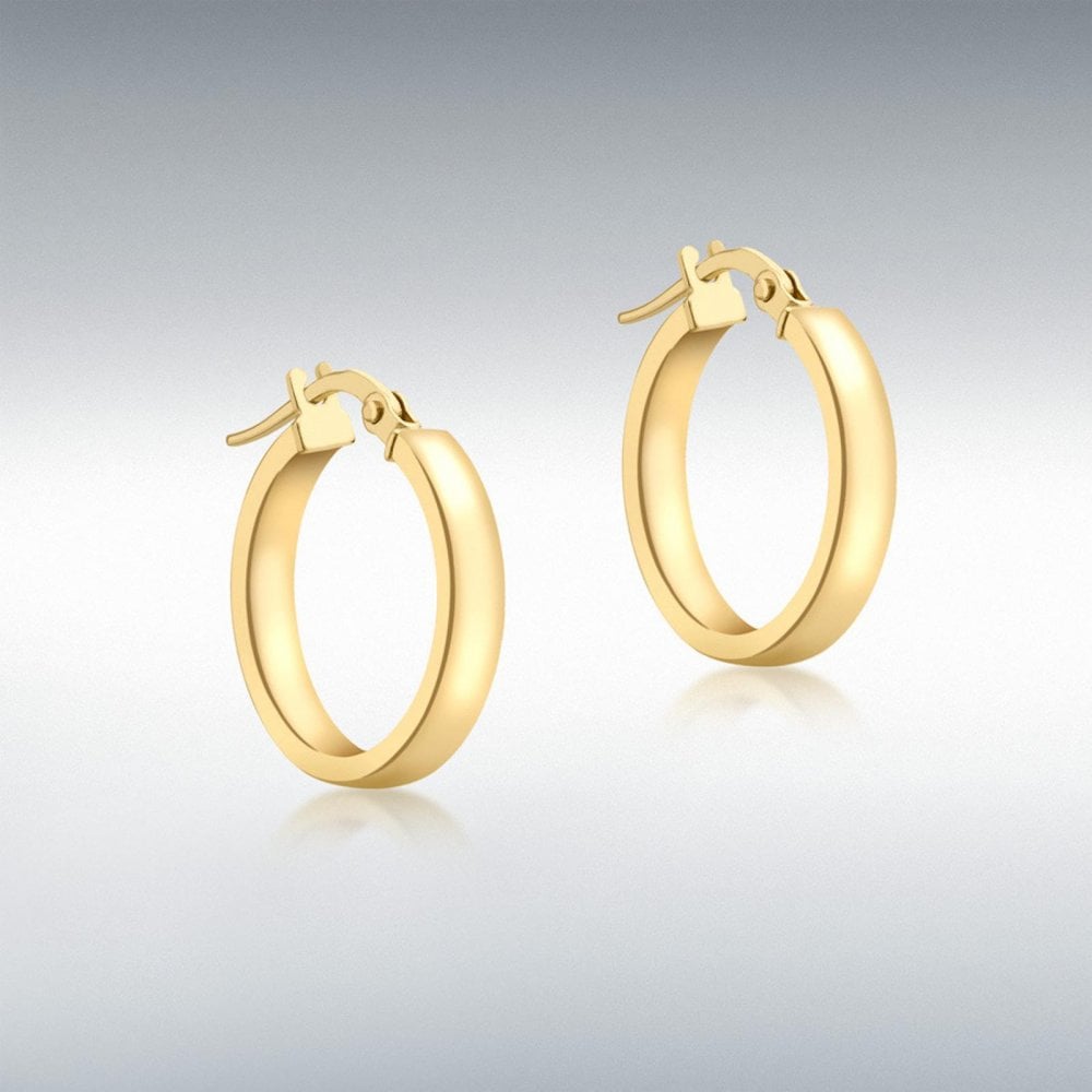 9ct Yellow Gold 15mm Hoop Earrings