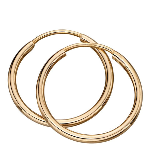 9ct Yellow Gold 15mm Sleeper Hoop Earrings