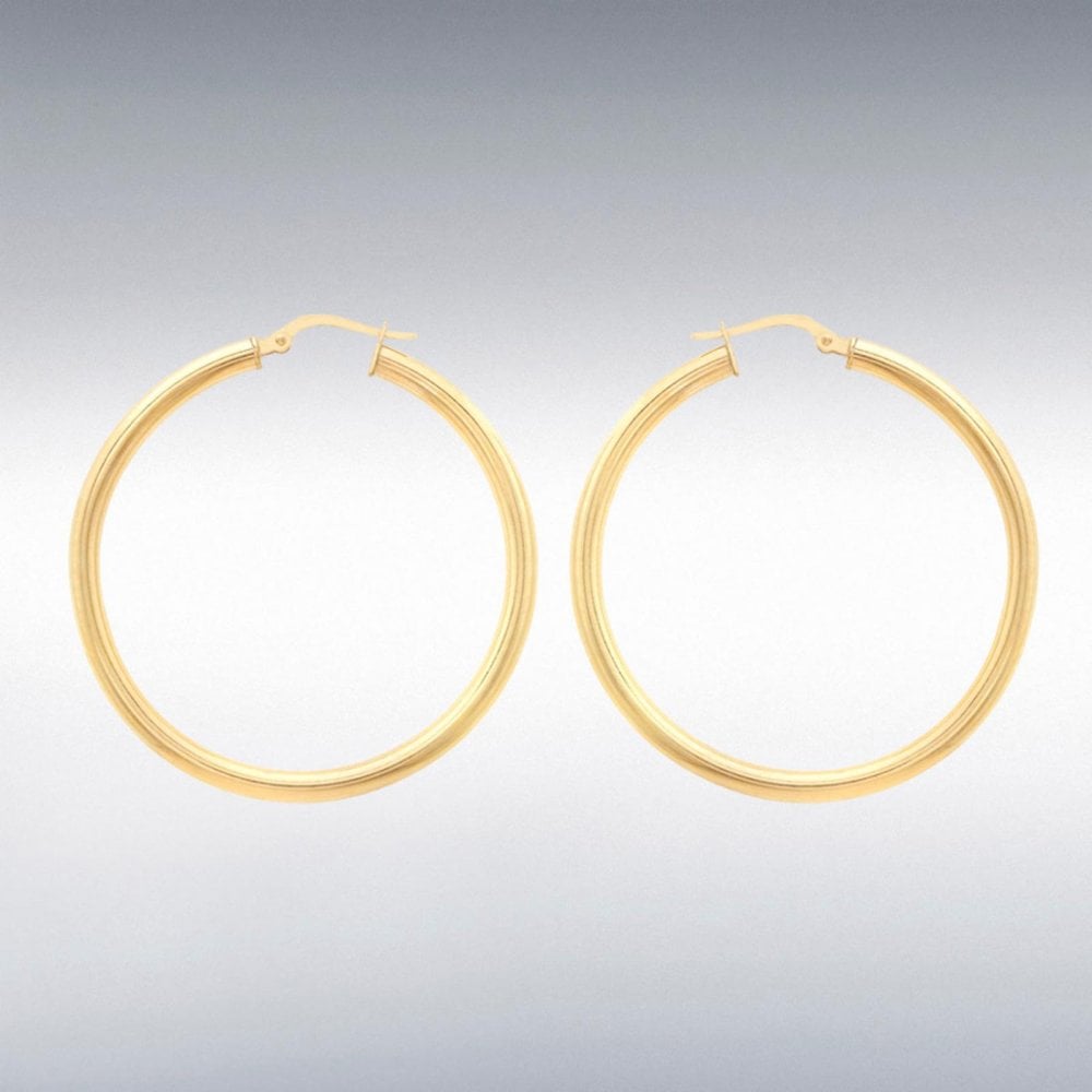 9ct Yellow Gold 30mm Creole Hoop Earrings