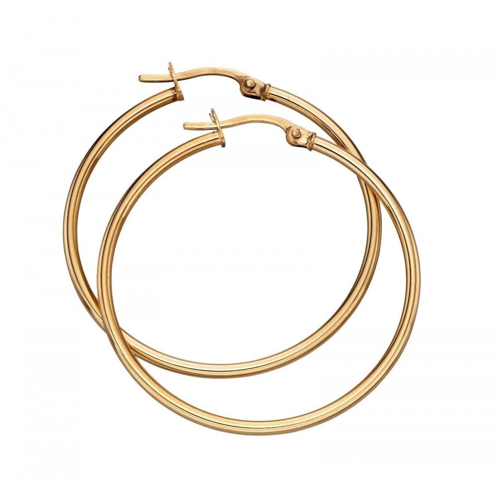 9ct Yellow Gold 30mm Hinged Hoop Earrings