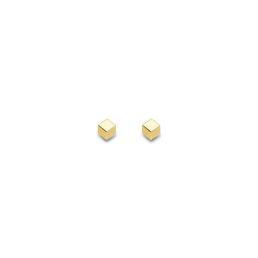 9ct Yellow Gold 3mm Cube Stud Earrings