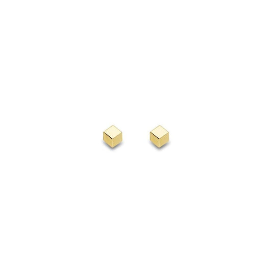 9ct Yellow Gold 3mm Cube Stud Earrings