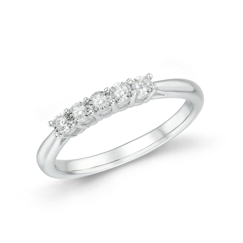 9ct Yellow Gold 5 Stone Diamond Ring Size L1/2