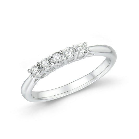 9ct Yellow Gold 5 Stone Diamond Ring Size L1/2
