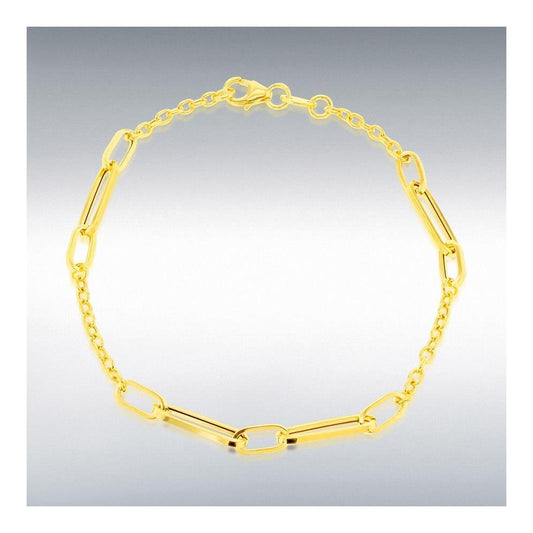 9CT Yellow Gold 7.5mm x 4.2mm Paper Link Station Bracelet 19cm/7.5"