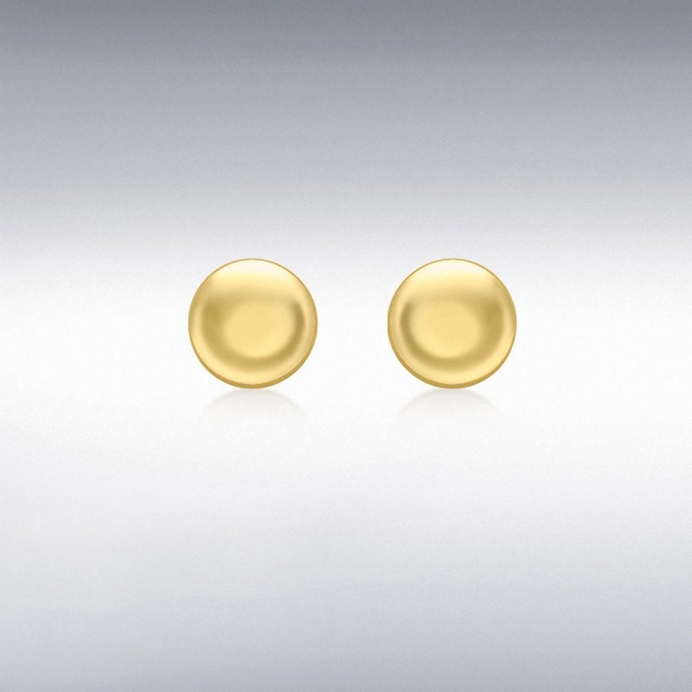 9ct Yellow Gold 7mm Button Stud Earrings