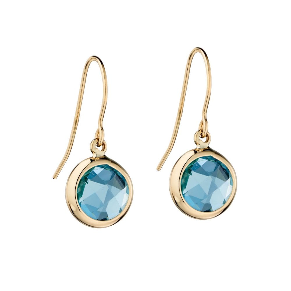 9ct Yellow Gold Blue Topaz Drop Earrings