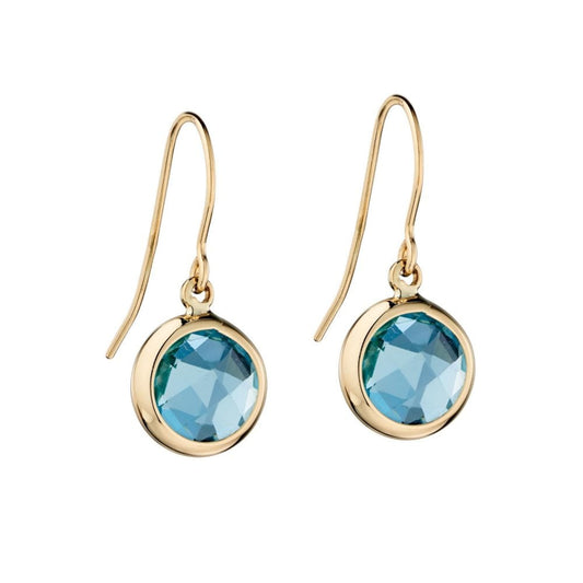 9ct Yellow Gold Blue Topaz Drop Earrings
