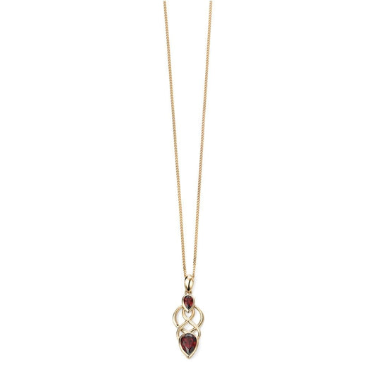9ct Yellow Gold Celtic Design Garnet Pendant