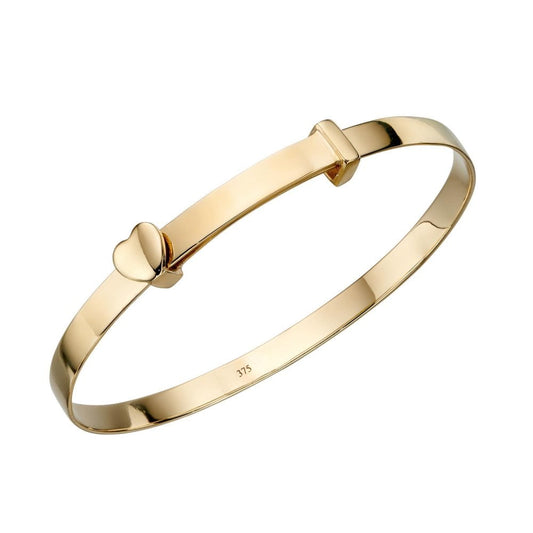 9ct Yellow Gold Childs Heart Bangle