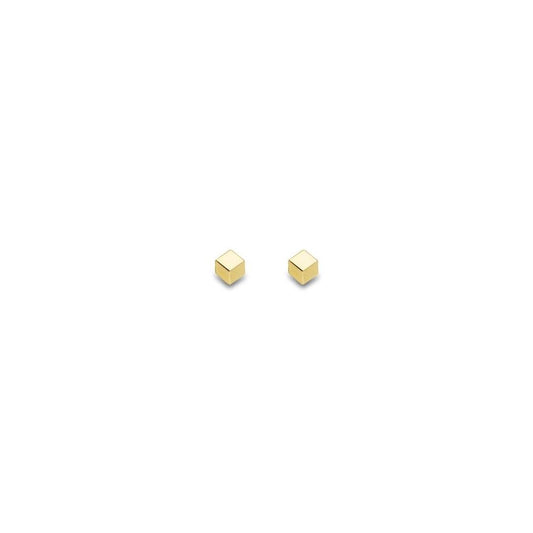9ct Yellow Gold Cube 2mm Stud Earrings